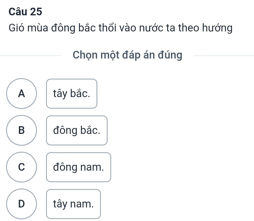 Sơ đồ và câu hỏi gió mùa đông bắc thổi vào nước ta theo hướng đông bắc