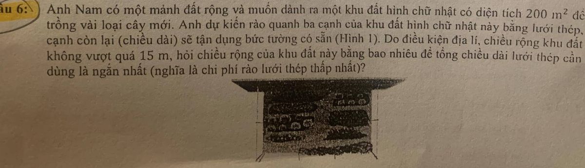 Sơ đồ rào ba cạnh khu đất hình chữ nhật giáp bờ tường