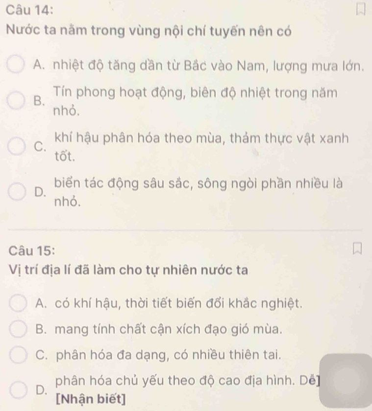Vị trí địa lí và đặc điểm tự nhiên Việt Nam
